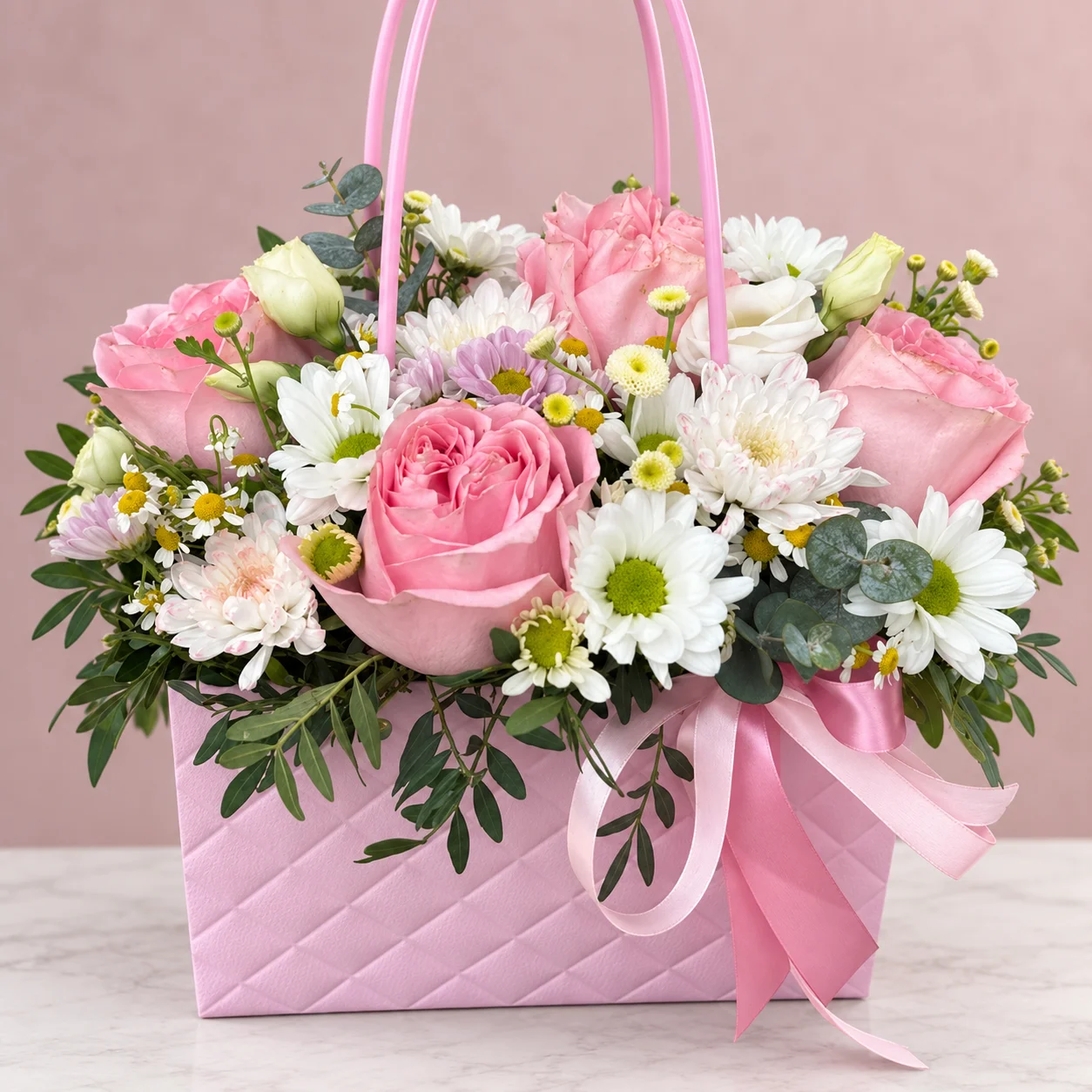 Bolso Rosa Jardín Pastel - Floristería Floripondio Cartagena